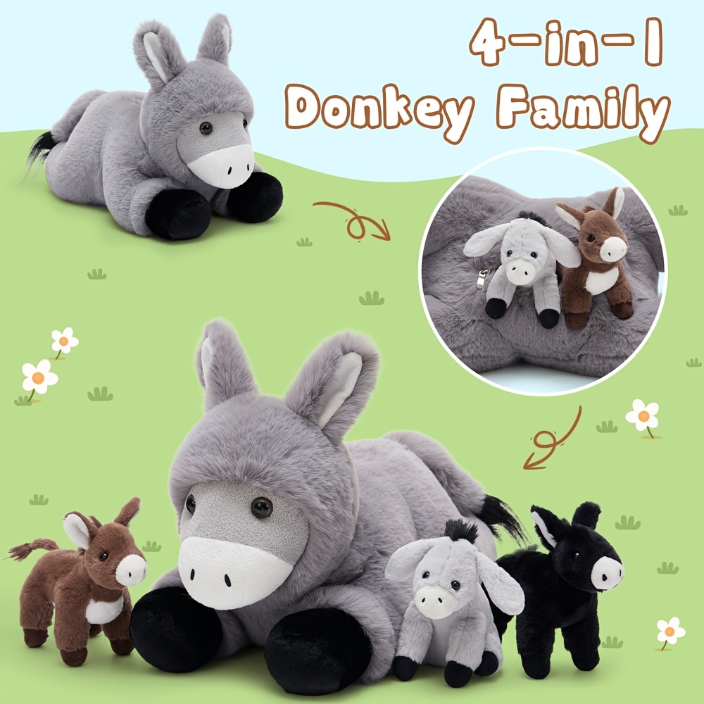 MorisMos Large Donkey Stuffed Animal with Baby