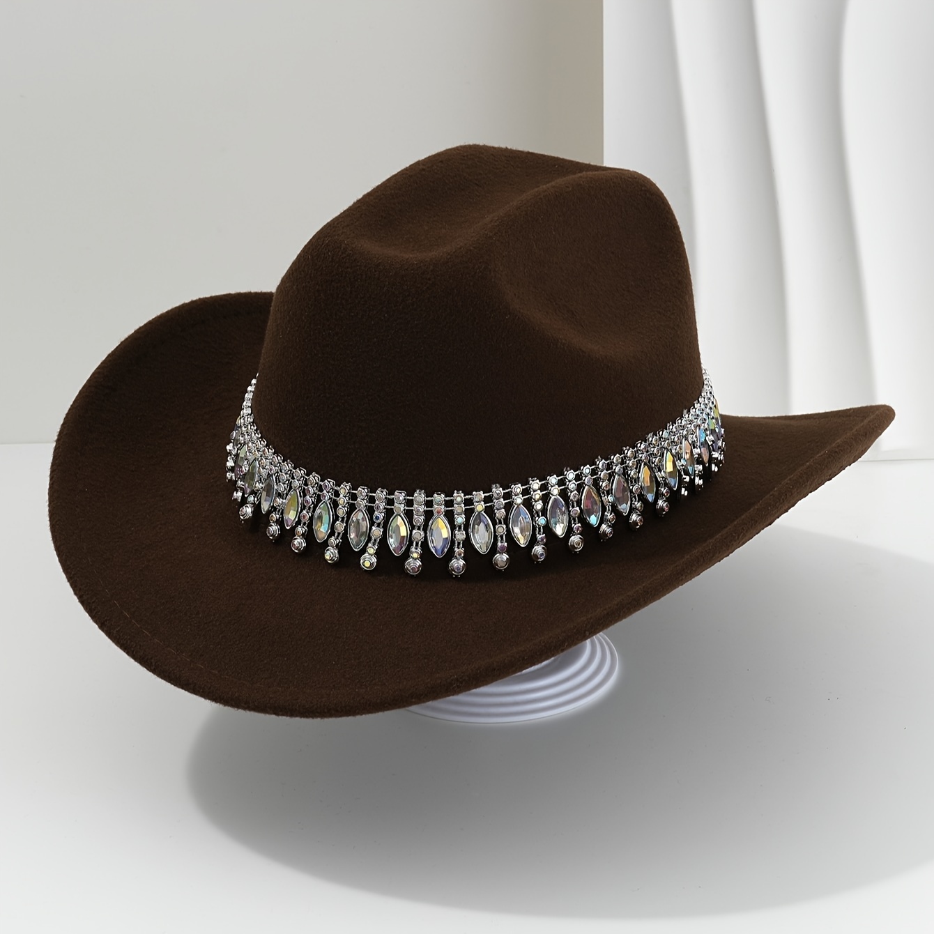 1pc womens elegant cowgirl hat sparkling embellishments wide  display picture 1