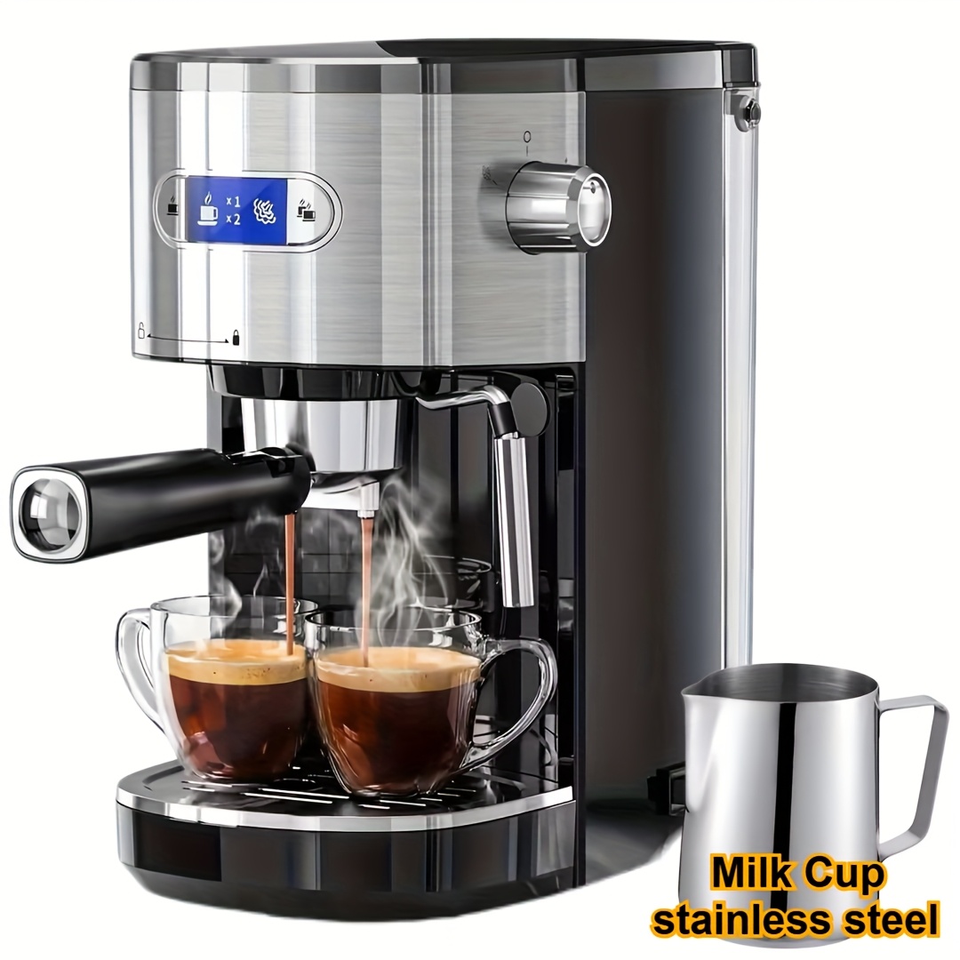 TEMU /20bar Espresso Machine, Professional Compact Espresso Maker With Steam Milk Frother, Stainless Steel Coffee Machine With 48oz Removable Water