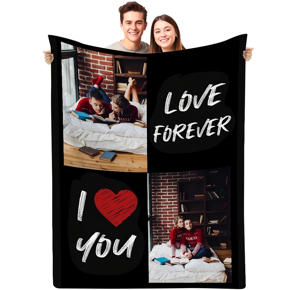 TEMU A Personalized 2-photo Custom Blanket That Allows You To Fully Self-define Your Photos. It's An Ideal Birthday Or Christmas Gift For A Father,
