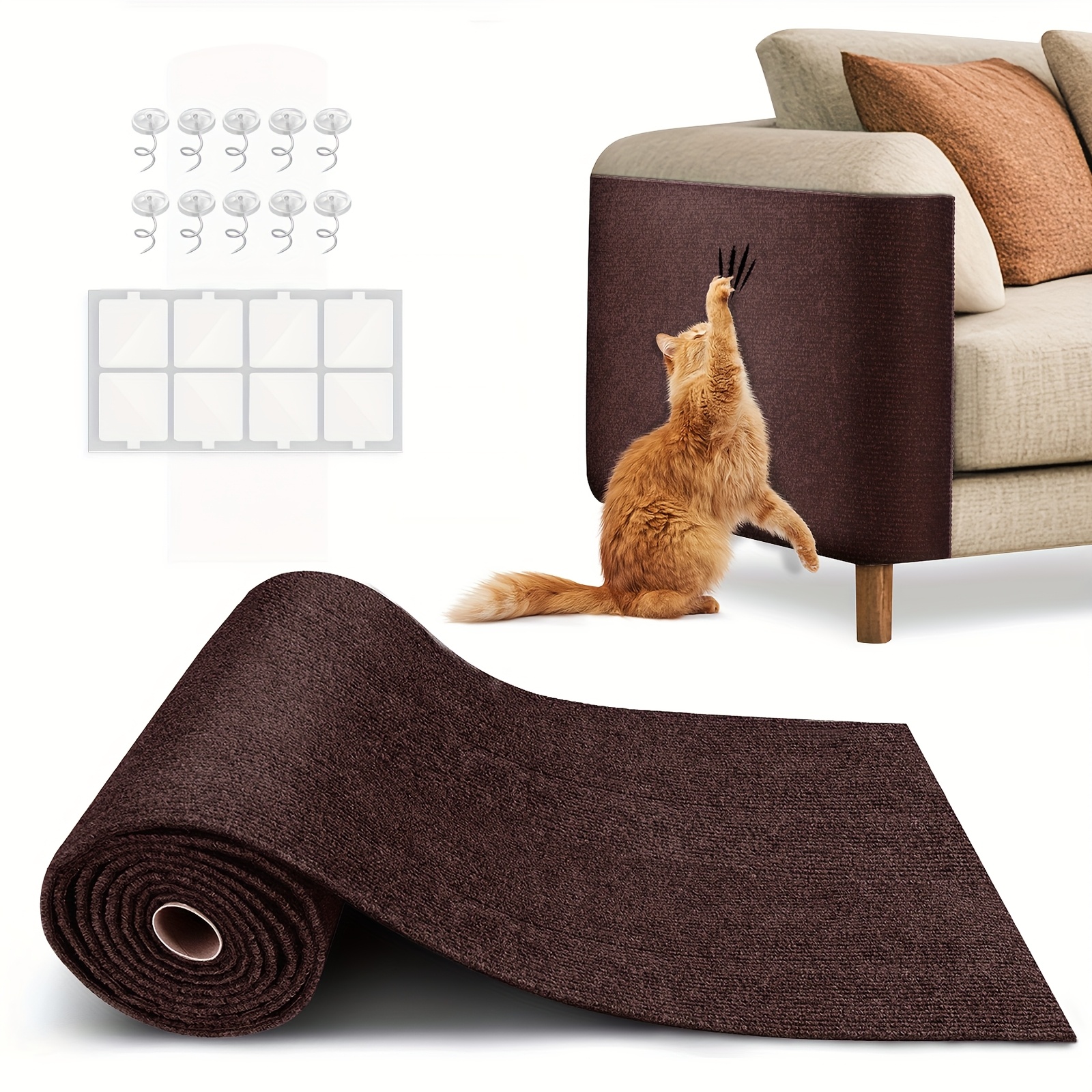 TEMU Self-adhesive Cat Scratching Mat, Suitable For Wall, Carpet, Sofa And Furniture Protection, Suitable For Cat Scratching Posts, Cat Scratching