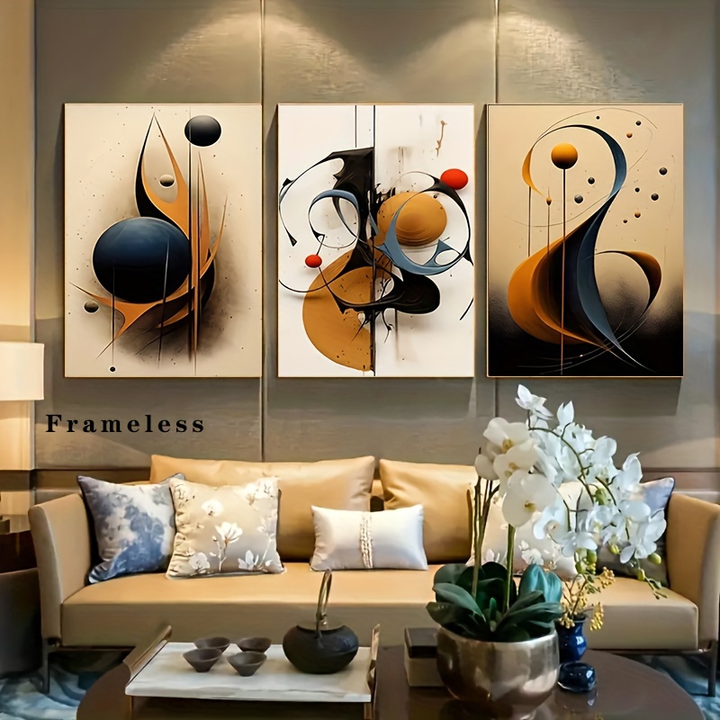 Set di 3 stampe artistiche da parete astratte, senza cornice