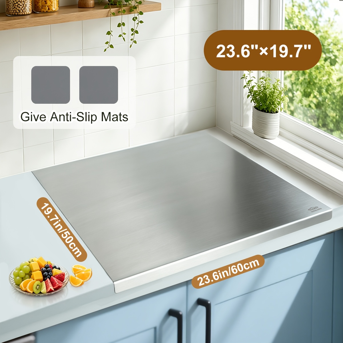 TEMU 304 Stainless Steel Oversized Double-sided Cutting Board, Suitable Baking And Heavy-duty Kitchen Tasks, Cutting Meat, Pastries, Vegetables