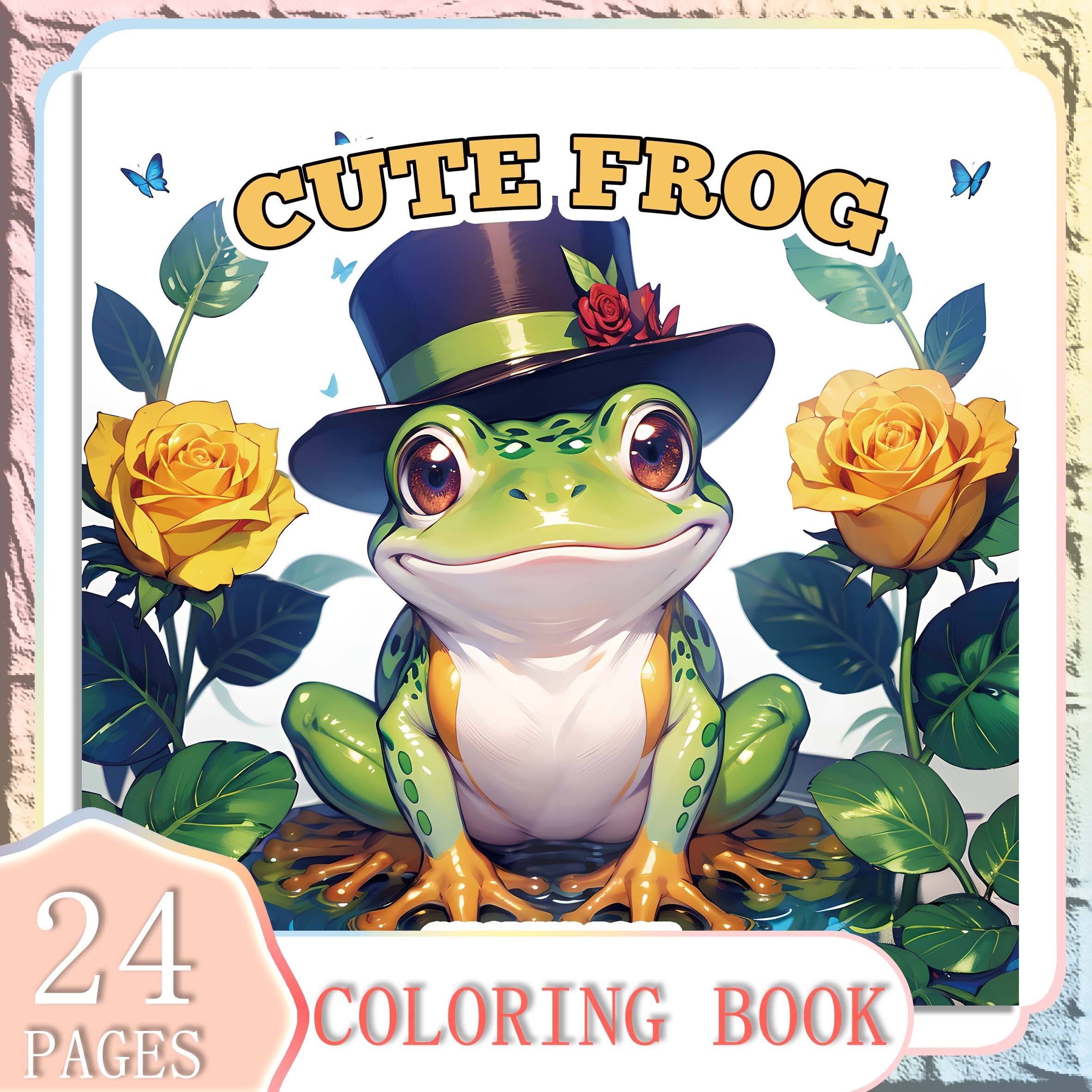 

24 Pages Adult Coloring Book Featuring Frog Theme, Single-side Printed Watercolor Paper - Ideal Gift For Family, Friends On Christmas, Halloween, And Other Parties - Mixed Color, Suitable For 14+