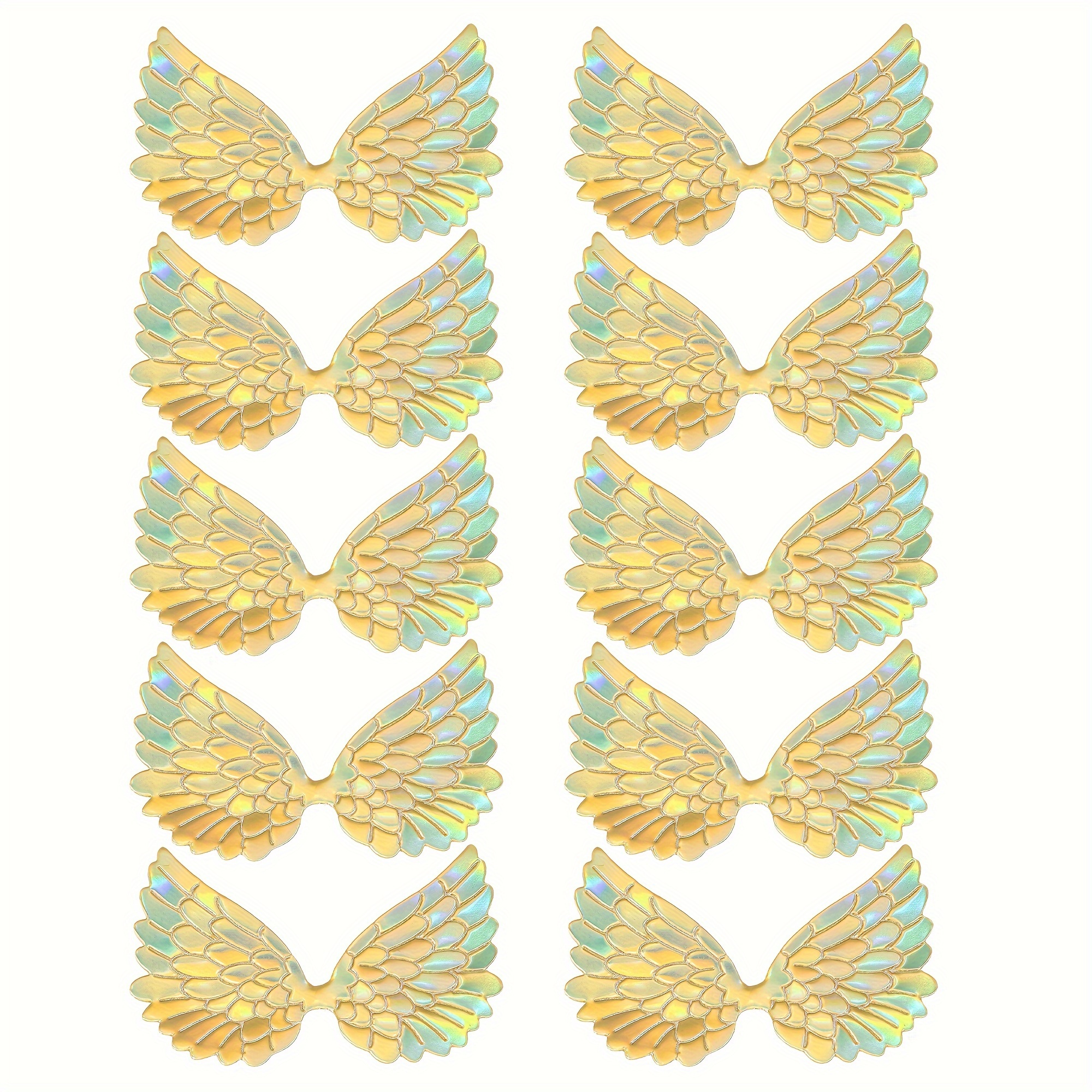 10pcs Wings Patches Holographic Laser Embossed Pvc Faux Leather For Bag Clothes Applique Crafts Hairpin Headwear Decoration Additions, Random