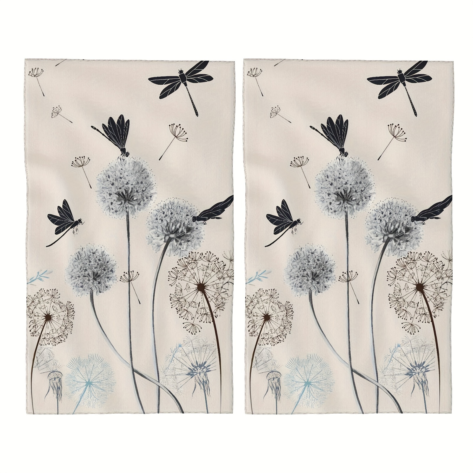 

2pcs, Hand Towels, Kitchen Towels And Dish Towels Sets, Dragonfly Dandelion Plant Printed Tea Towels, Absorbent Hand Towels For Kitchen Decoration, Cleaning Dishcloths