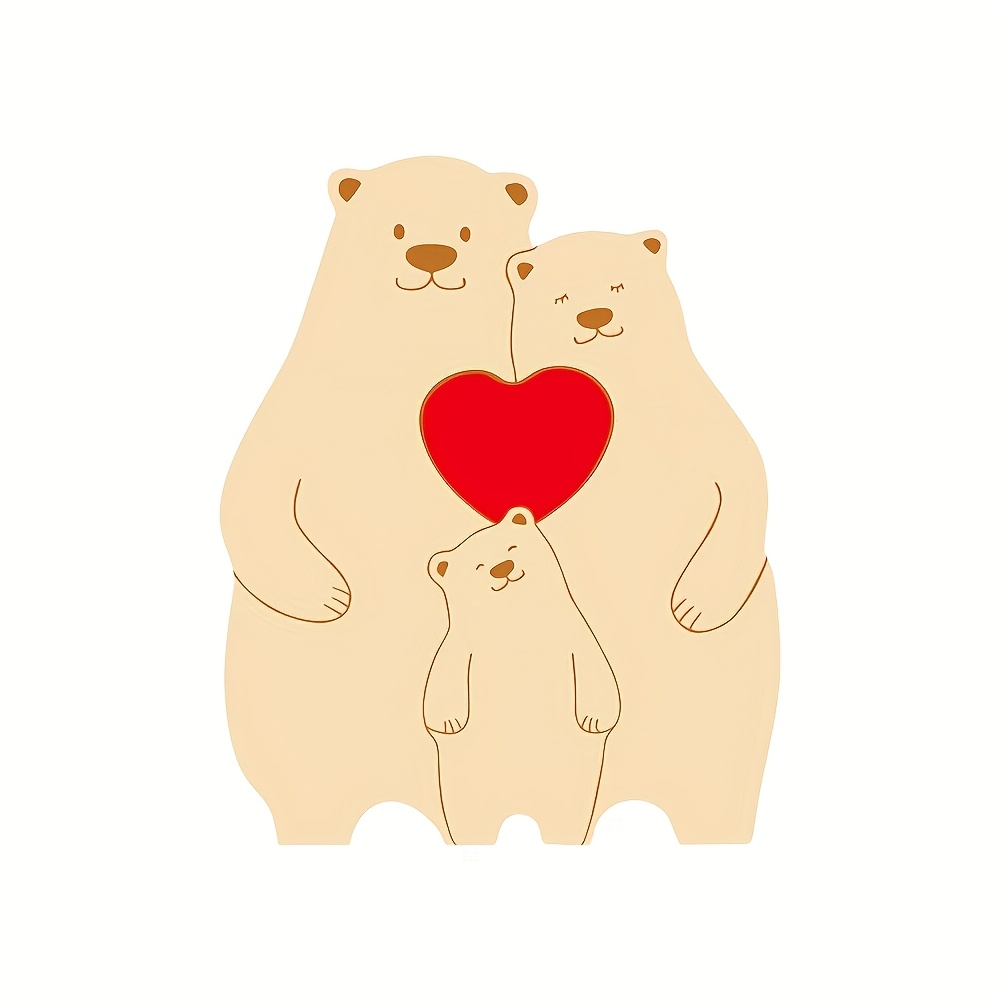 TEMU Personalized Bear Family Name Soft Magnet Fridge Magnets, Designed With A Warm Bear Family Theme, Serve As Family Keepsakes. Families, Mothers,