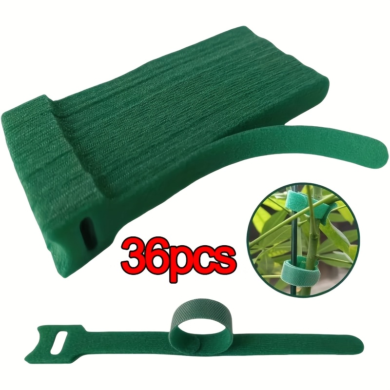 TEMU 36pcs 6-inch Green Adjustable Non-slip Nylon Plant Ties With Metal Grommets And Fasteners - Reusable, Suitable For Climbing Plants, Gardening,