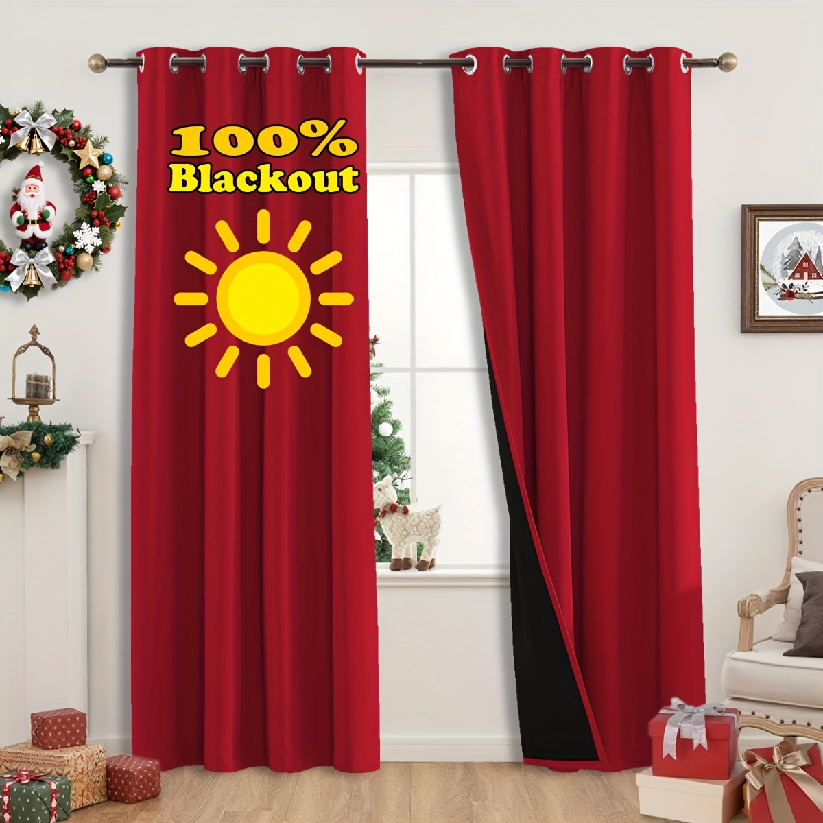 Cortinas Yacar Juego de 2 Paneles 2.70x2.15metros en Tela de Alta Calidad  Vinotinto - Luegopago, image size:1200x1200