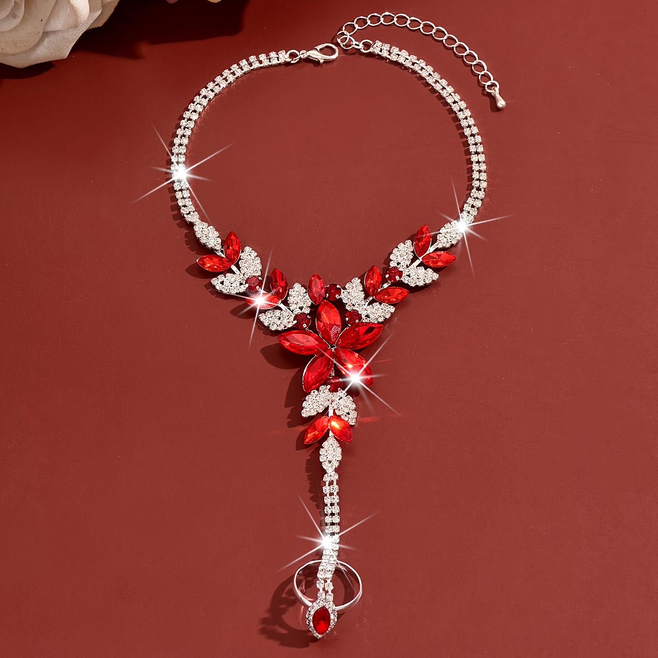Fashionable Women's Blue Flower Toe-Toe Integrated Chain Anklet