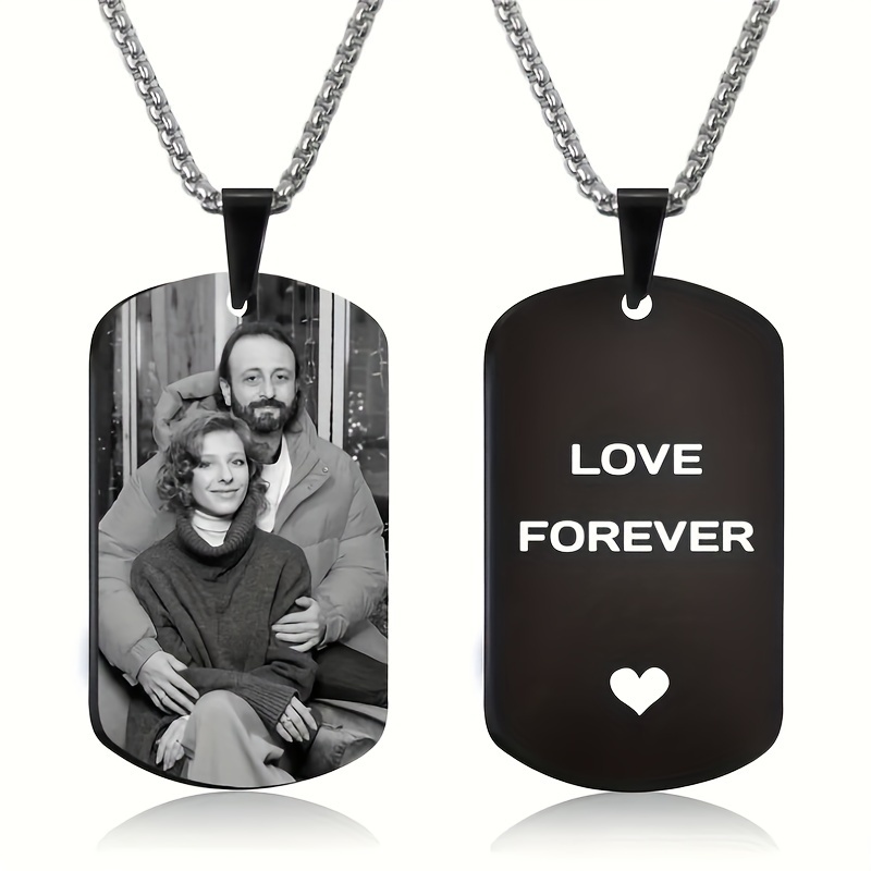 

Personalized Picture Necklace, Customized Engraved Photo Jewelry Commemorative Gifts For Women And Parents