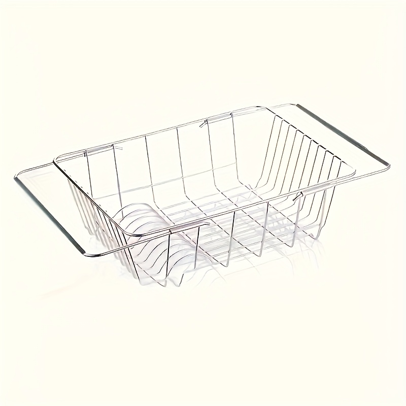 TEMU 1pc Tuyau de Vidange Filtre Évier Télescopique Réglable en Acier Inoxydable avec Poignée Télescopique - Égouttoir Pliable pour Vaisselle,