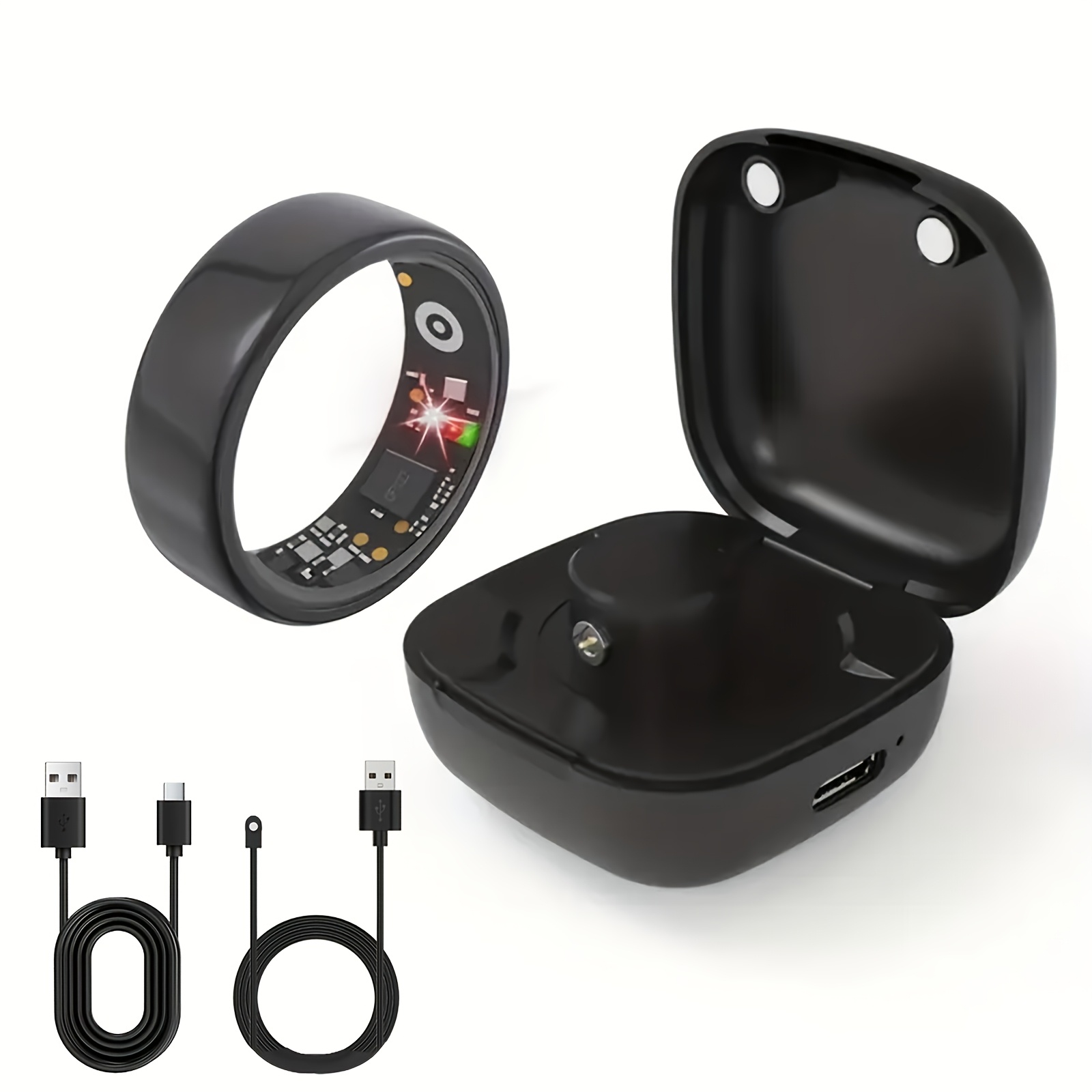 Image of [dukou]new Smart Ring With Charging Compartment, Fitness, Steps, Distance, , Sleep, Exercise, Compatible With Iphone & , Usb Charging, Ideal Valentine's Day/new Year Gift