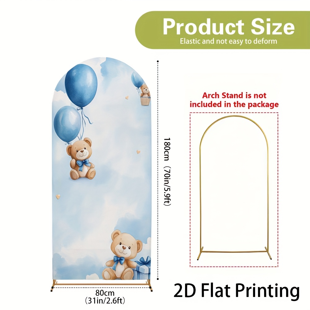 TEMU 2d Flat, 2d Flat - 2d Flat, 2d Flat - 1pc A Flat 2d Banner Arch Backdrop Made Of Polyester, Featuring A Cartoon Bear , Suitable For Wedding