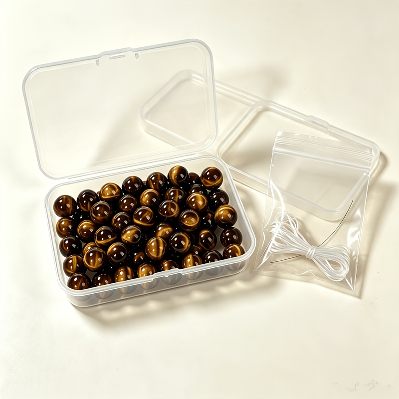 TEMU 105pcs, Perles libres 8Mm Jaune Noir Œil de Tigre, Matériaux de Bijoux, Accrochage de Perles de Bijoux, Fait Main, Fournitures Décoratives, Peut