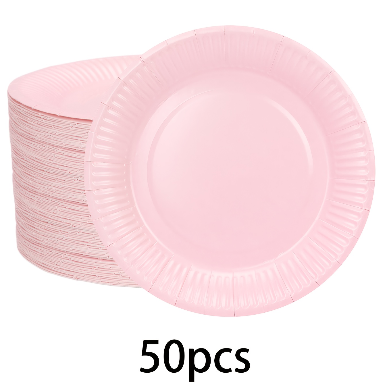 E-shop 10/ Stück Hellrosa Pappteller 6 & 7 Zoll - Elegante Rüschenkanten, Lebensmittelecht, & Langlebig für Hochzeiten, Geburtstage, Brautduschen,