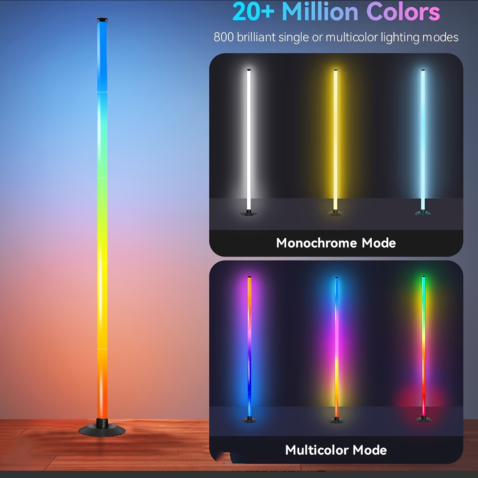 Smart RGB Floor Lamp with App & Remote Control