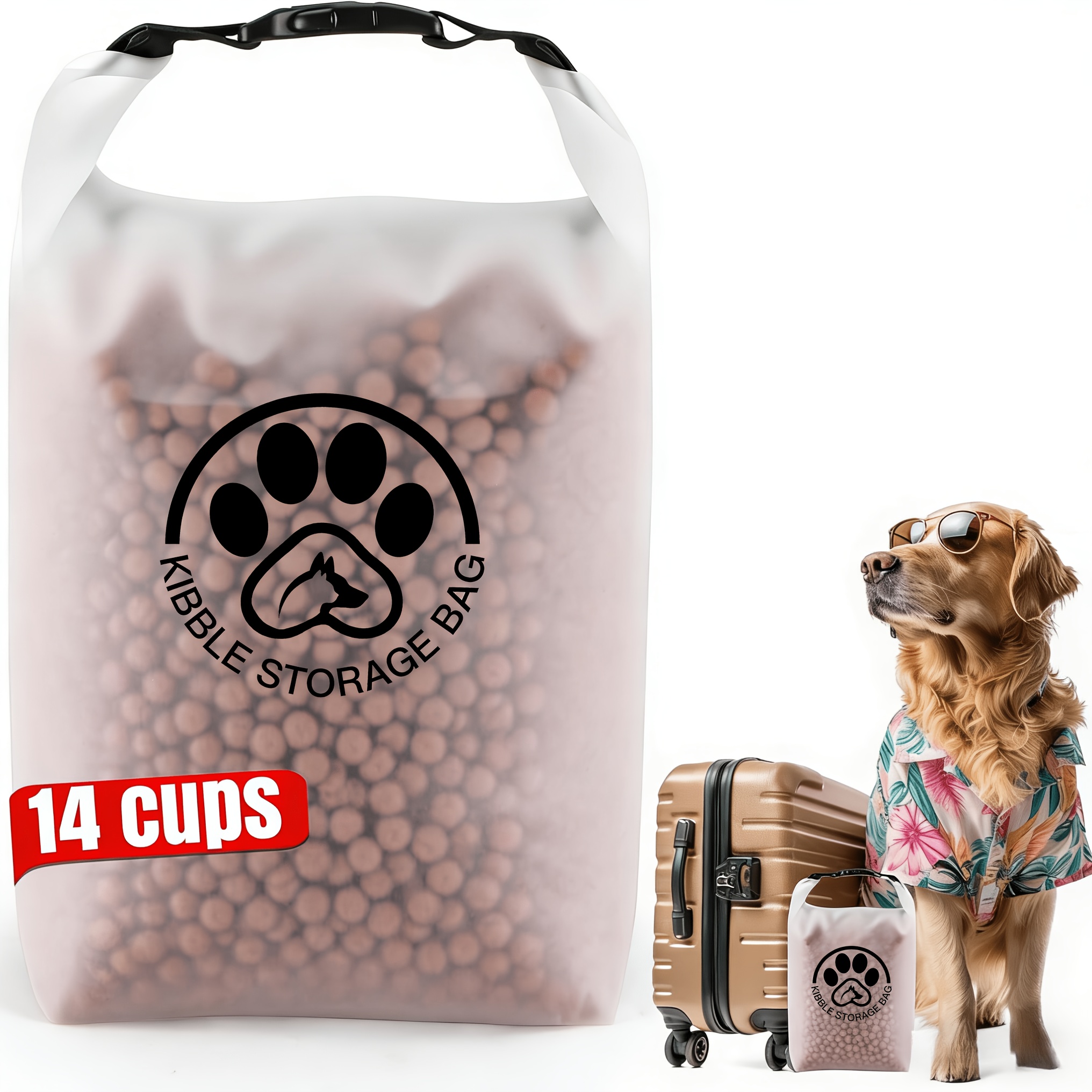 TEMU Sac de voyage pour pour animaux de compagnie, 14/25/42 coupelles - Contenant transparent et étanche pour nourriture pour chien avec fermeture à
