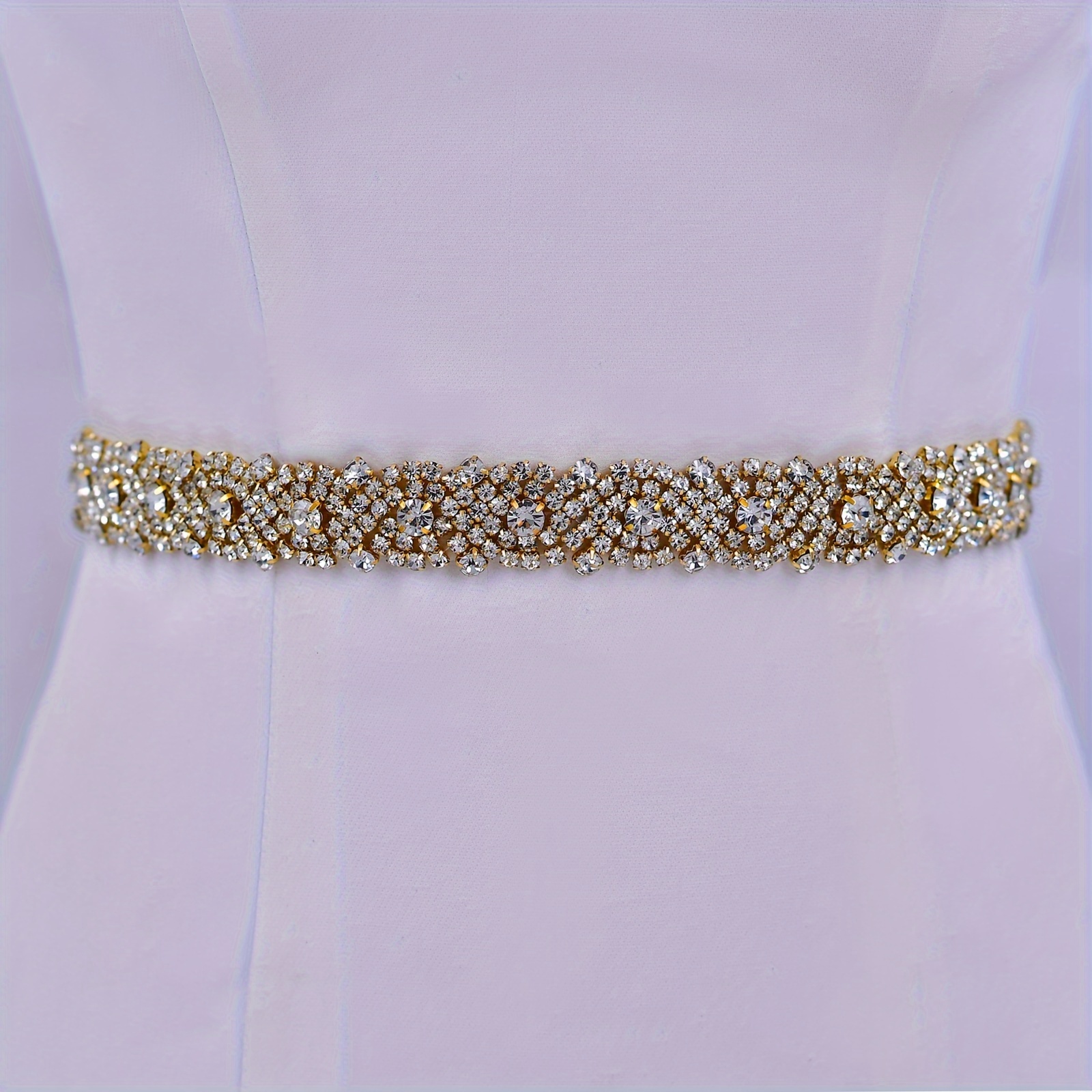 Image of A Heavy-duty Sparkling Rhinestone Belt, -style Bridal Waist Decoration, Adjustable Evening Dress Sash
