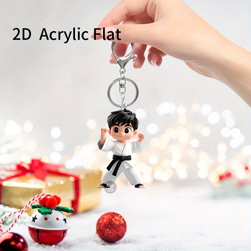 TEMU Taekwondo Boy Acrylic Keychain - , Durable 2d - & Boys