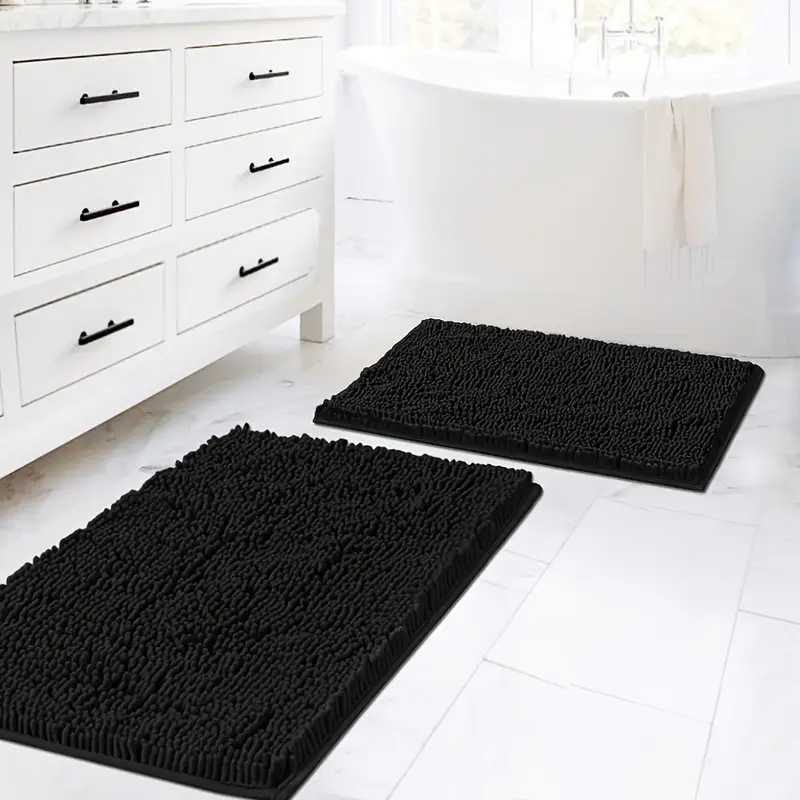 2pcsbath rugs for bathroom slip resistant shag chenille bath rugs mat and absorbent bath rug for shower room machine washable fast dry 20 x 32 plus 17 x 24 Product details 6