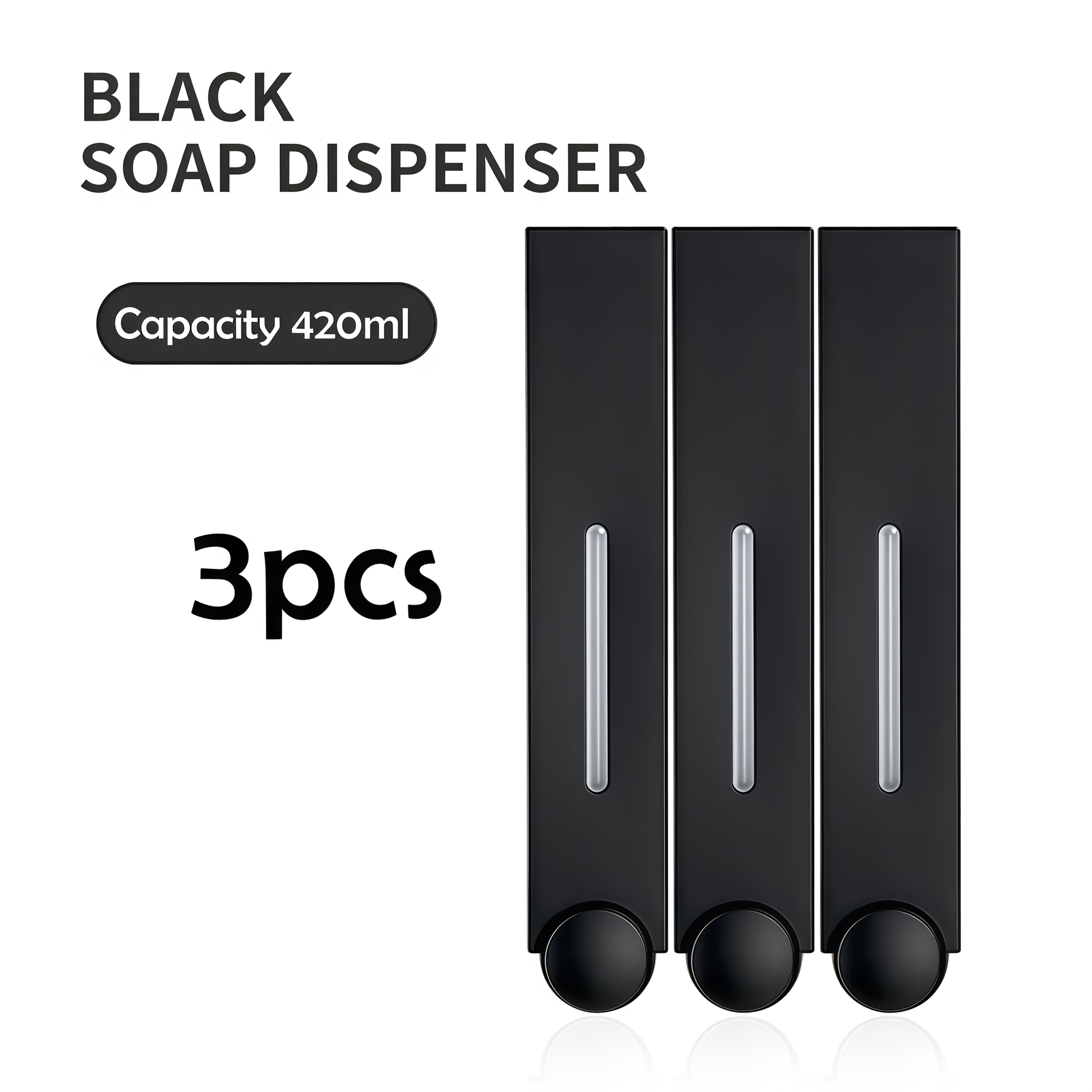 TEMU 3pcs Long Bar Soap Dispenser, 420ml Wall-mounted Liquid Hand Soap And Shower Gel Holder, Manual Press Pump For Use, Wall Mounted Soap Dispenser,