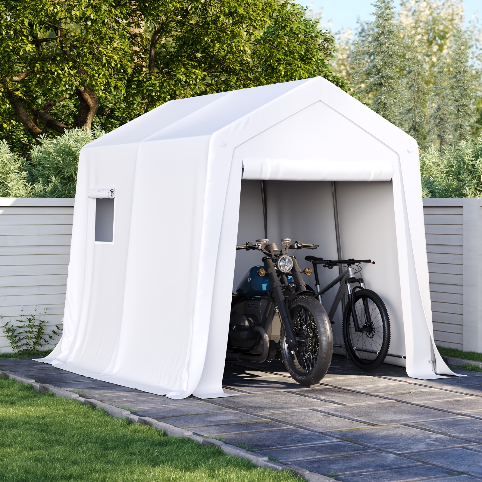 Image of Tool Shed 195 X 240 X 214 Cm, Bicycle Garage, Tool Shed, Tent Garage, Garage Tent, Garden Shed, Storage Tent, Bicycle Shed, Tool Tent, Storage Garage, All-purpose Canopy