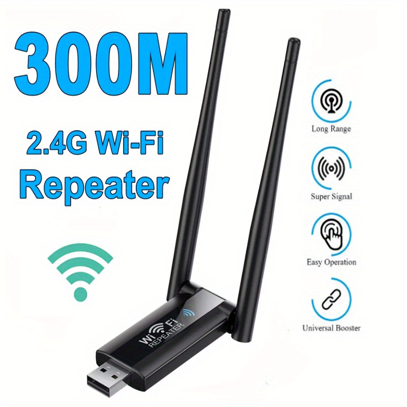 High-Power USB WiFi Repeater - Long Range Wireless Extender with 300Mbps Speed, Super Signal Amplifier, Bomber, Easy Setup for Home Routing, Wireless Signal Booster | Dual Antenna Setup | Reliable Connectivity, Wifi Extender
