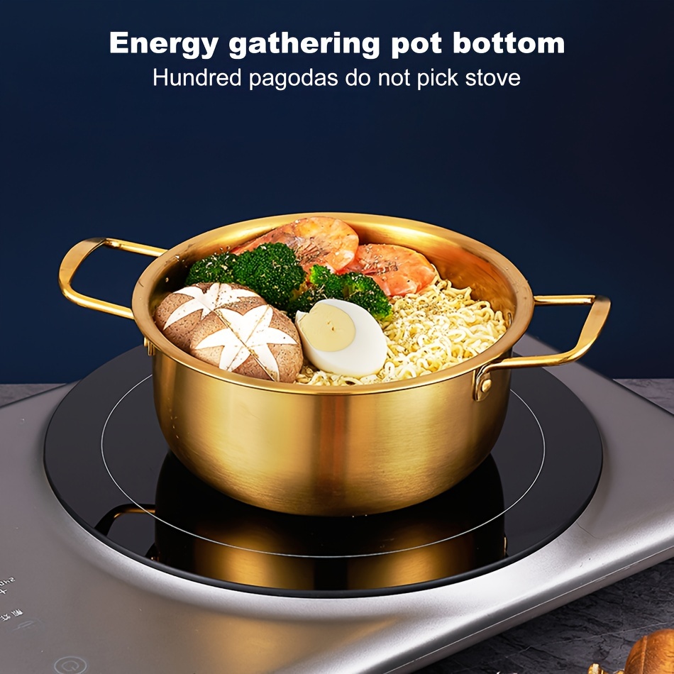 

1pc Pot de nouilles coréennes en aluminium avec couvercle pour la cuisson des nouilles, du lait, des œufs et de la soupe - Chauffage rapide pour la cuisine de restaurant