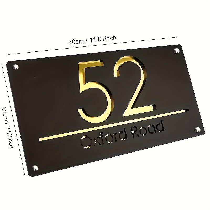Custom Personalized House Number Sign - Waterproof & UV Resistant, Easy to Hang, Stylish Metal Design with Golden Numbers, Ideal for Outdoor Use, Personalized Address Plaque, Outdoor Wall Decor|Stylish Metal Sign|Durable Wall Plaque, House Number Sign