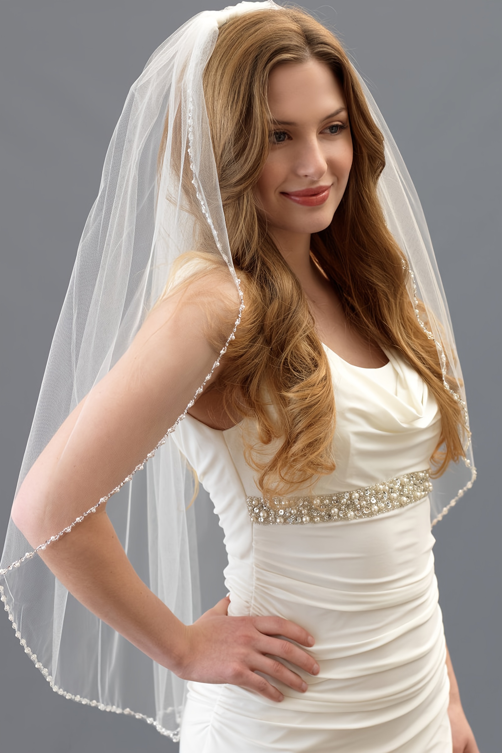 элегантная свадебная вуаль с бисерной отделкой длиной до кончиков пальцев, ручная стирка только, аксессуары для свадебного платья, детали 0