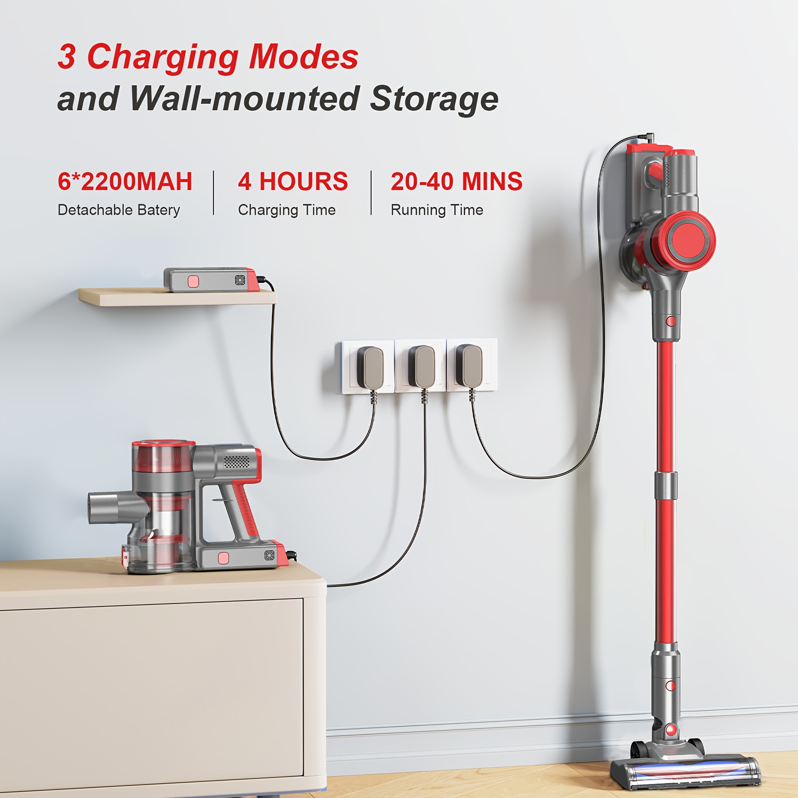 

Ultra-powerful Cordless Vacuum Cleaner - 150w, 25kpa Suction, Lightweight Stick Design With Detachable Battery, Anti-tangle, Hepa Filter For Pet Hair & Hard Floors, Rechargeable, 6in 1, Carpet