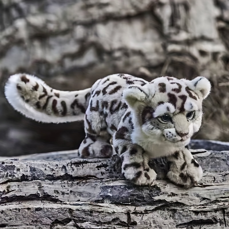 Image of Realistic Snow Leopard Stuffed Animal 11.8 Inch Lifelike Wildlife Plush Toy, Soft Plush Gift For Kids Collectible Figure
