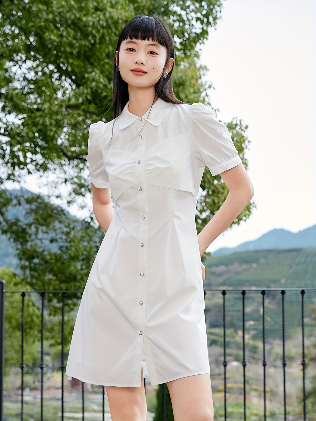 De la Mujer Otoño casuales Vestido de manga larga Camiseta de encaje hasta  el botón de solapa - China El vestido y vestido para la mujer precio