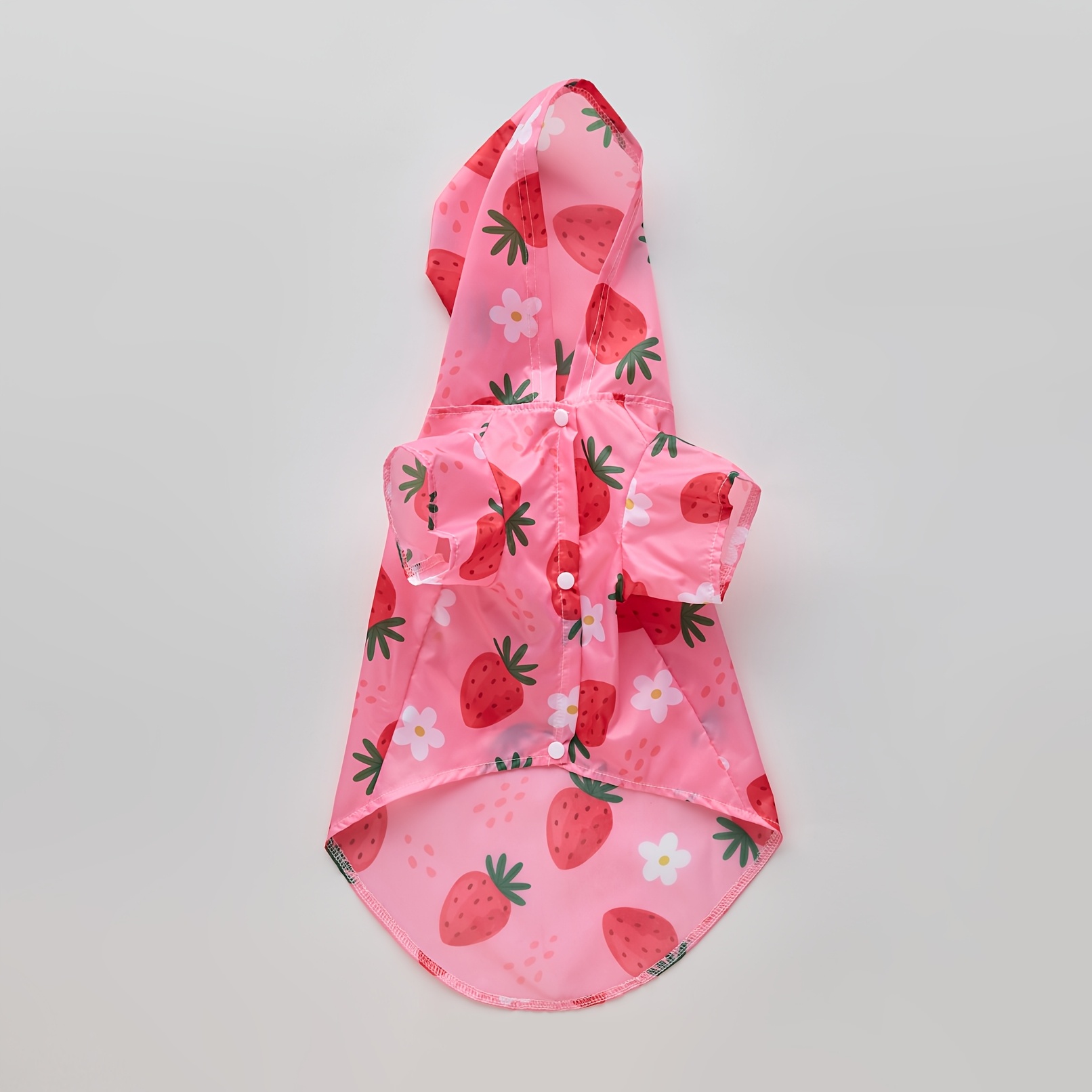 TEMU Cute Strawberry Print Dog Raincoat With Hood, Lightweight Small Dog Rain Jacket, Poncho For Puppy Chihuahua Teddy Poodle Yorkie, Pink Breathable