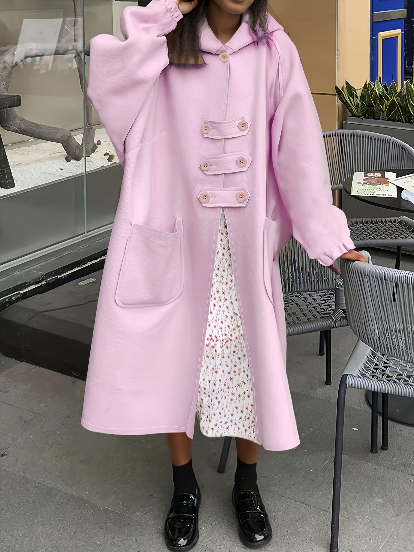 elekantn dlouh kabt s kapuc pro eny - bov zimn trench coat s rovmi knoflky, prateln netahav ltka, univerzln podzimn a zimn vrchn obleen pro neformln i formln pleitosti, klasick design dmskch zimnch kabt 0