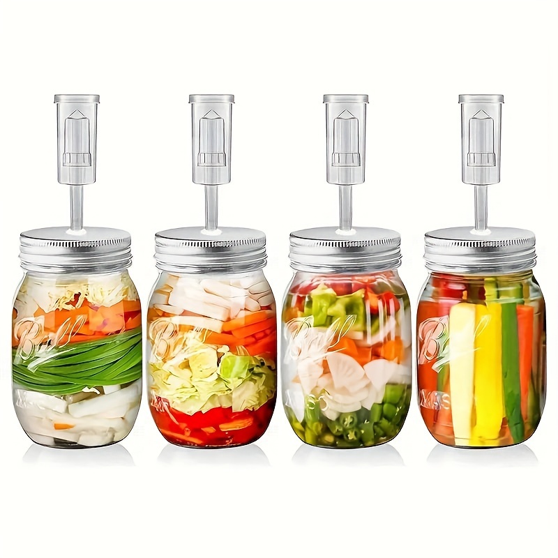 

Mason Jar Fermentation Kit With Airlock - Wide Mouth Glass Pickle Jar Set For Homemade Kimchi & Paocai, Bubble Making Tools Included (jars Not Included)