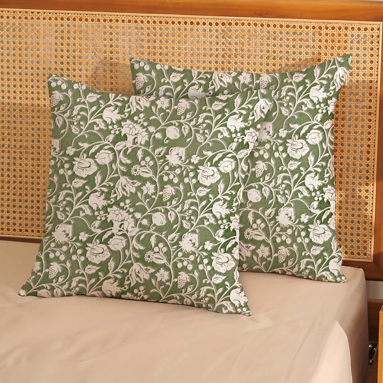 2er-Set Kissenbezüge Im Vintage-Blumenlook – 45,7 X 45,7 Cm, Leinenoptik Für Sofa, Bett & Deko