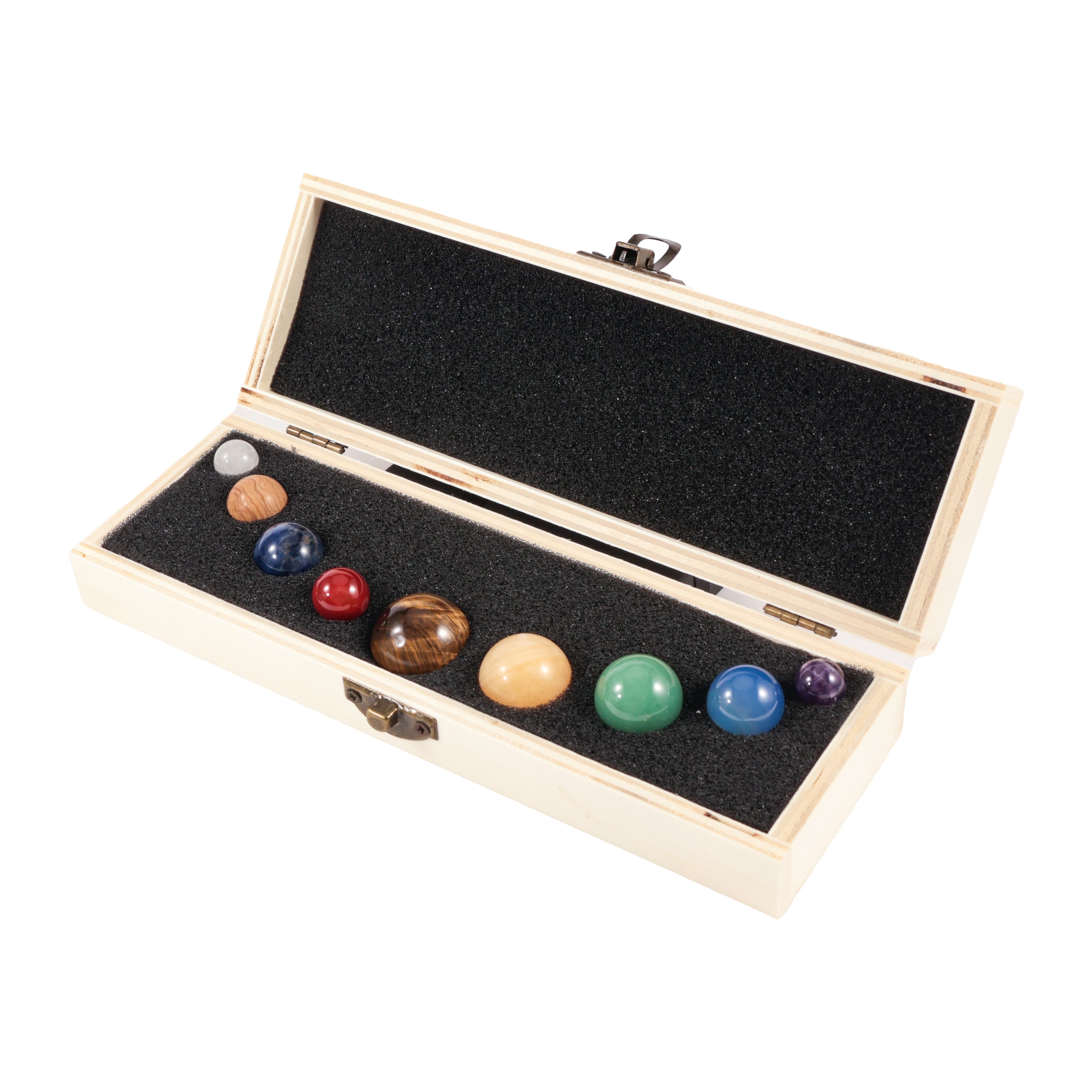 Image of 9pcs Natural Crystal Specimen Luxury Set, Natural Stone Science Popularization Universe Solar System Tabletop Ornament, Mineral Specimen Collection Gift Box, Special Jewelry Decorations