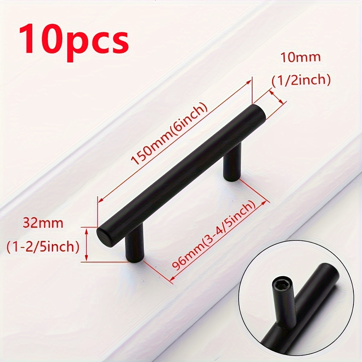 TEMU 10pcs T Handles, Drawer Handles, Durable Aluminum Alloy, , Cabinet Drawer For Multiple Uses