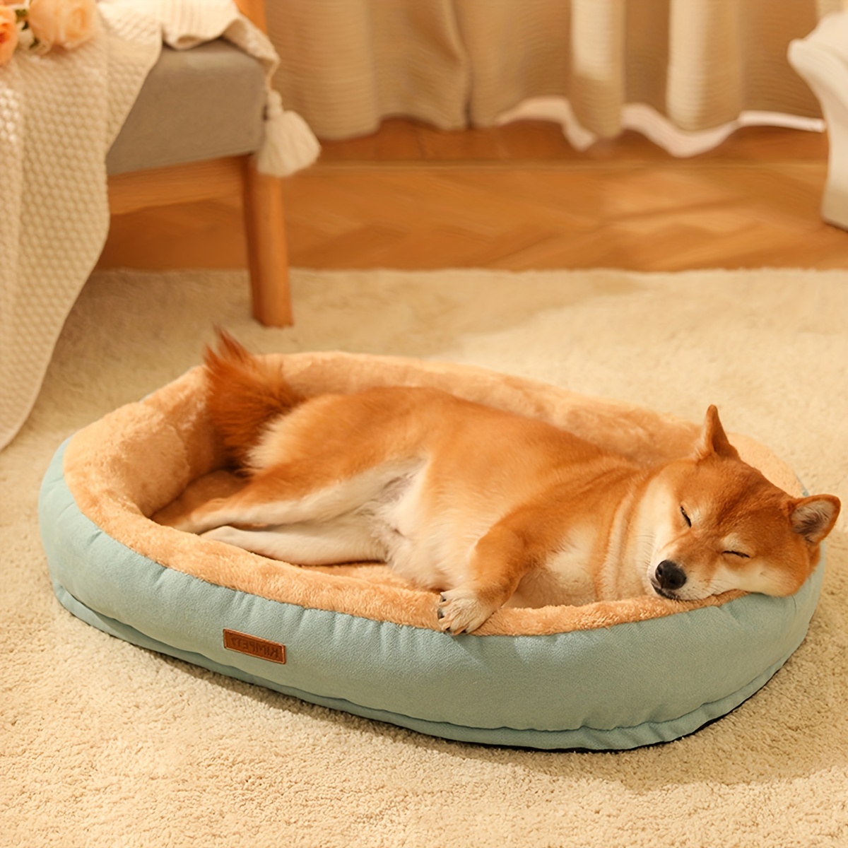 

Luxury Plush Oval Dog Bed For Medium & Large Breeds - Soft, Non-slip Polyester Pet Nest