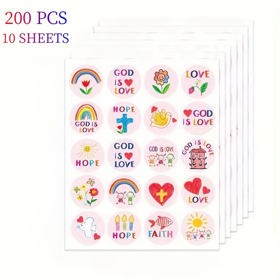 Image of 200pcs Christian Religious Stickers For Jesus Christian Faith Shape Stickers Religious Easter Stickers Catholic Drawn Scripture Religious Stickers For Art Crafts (drawing Style)