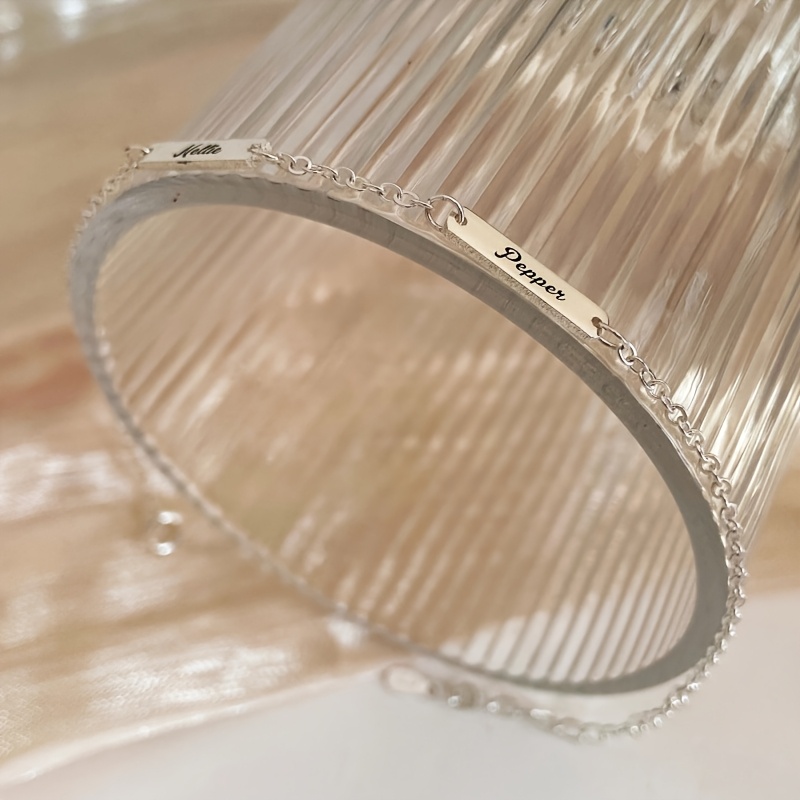 Custom Name Bracelet with 1-3 Name Engraving in 18K Gold-Plated