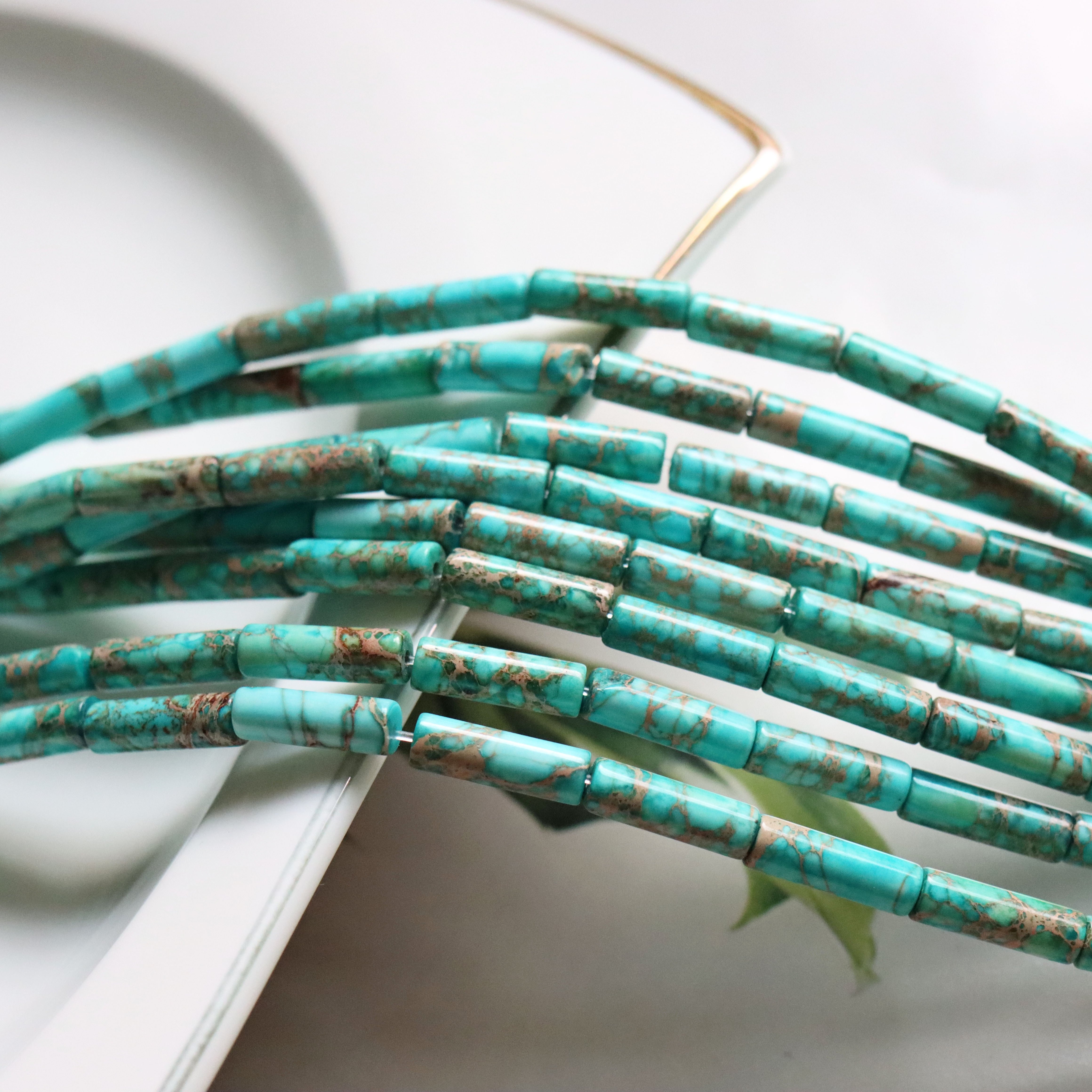 

18cm Natural Turquoise Blue Stone Bead Strand For Jewelry Making - 1pc