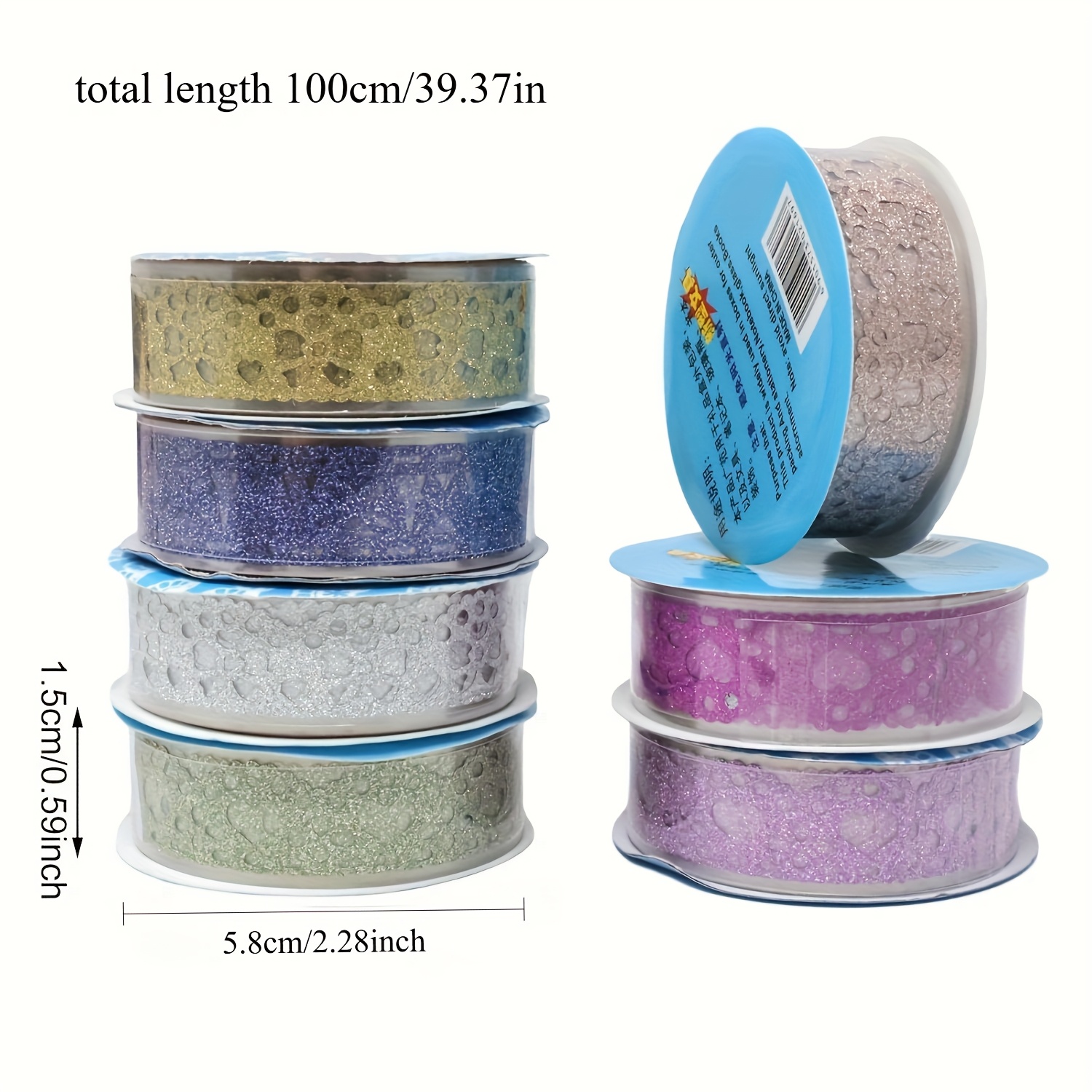 Image of 7 Rolls Geometric Pattern Self-adhesive Paper, Glitter Lace And Paper Tape Set - Plastic Fantasy Theme Decorative Tapes, For Scrapbooking, Crafting, Planners, Journals And Gift Decor