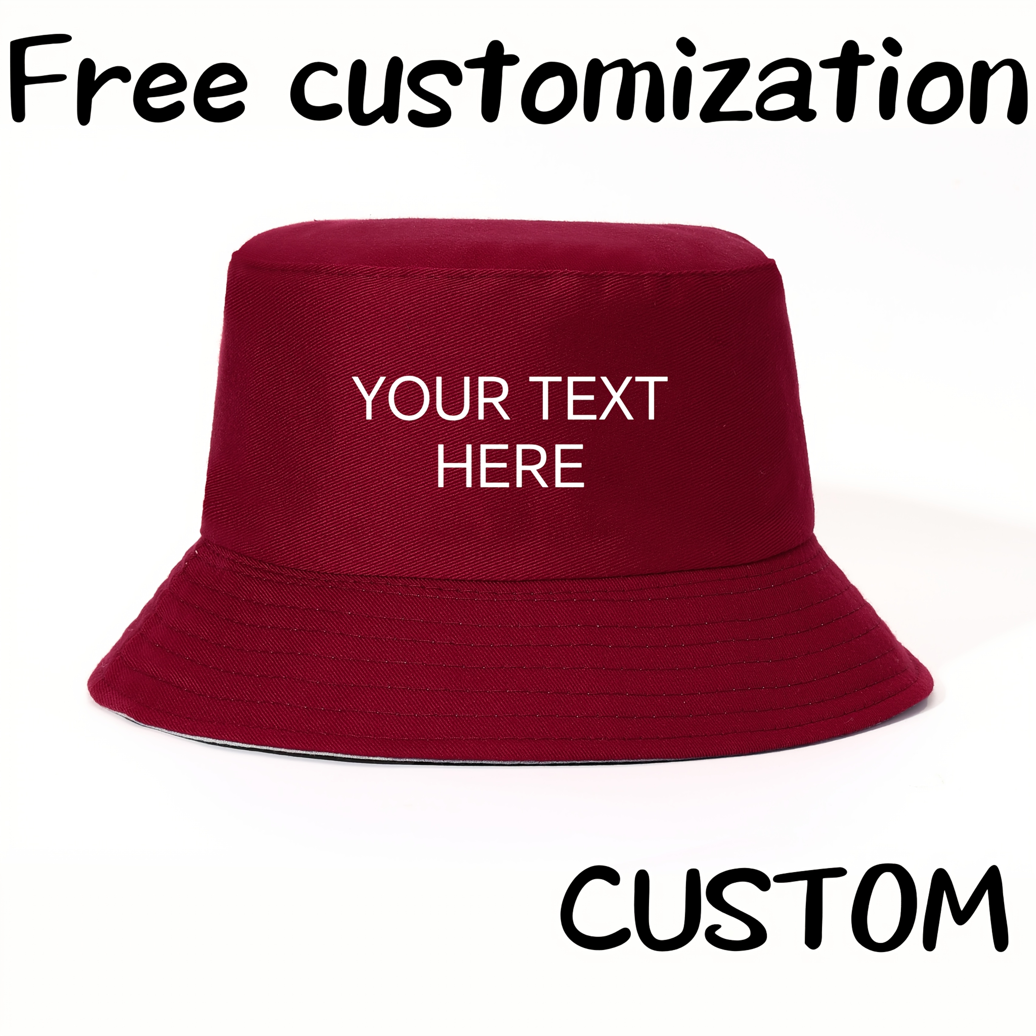 TEMU Custom Photo And Text Bucket Hat - Personalize Your Style, Lightweight Polyester Fiber, Women's Stretch Fit | For Outdoor Activities