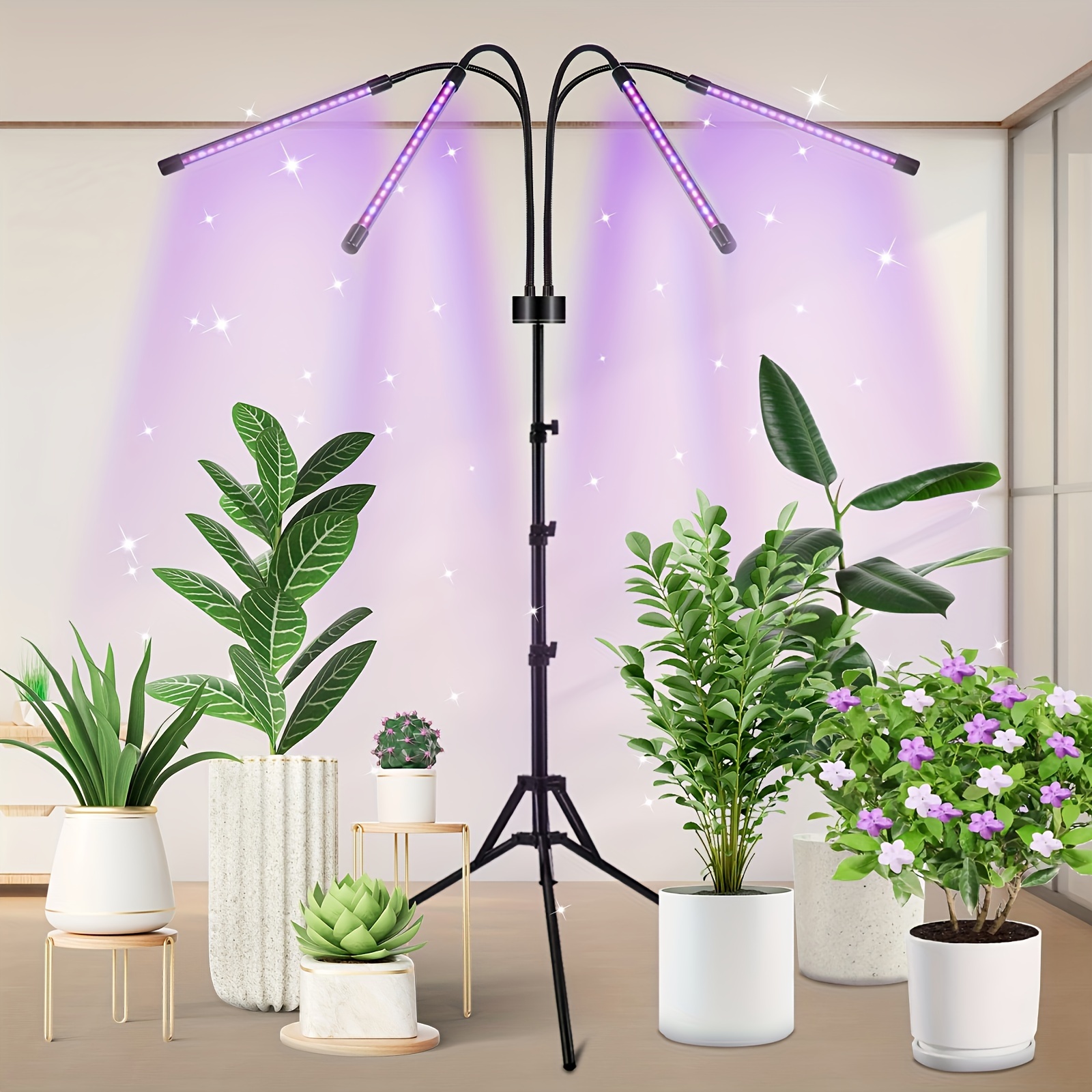 

80 Led Full Indoor Plant Growth Light - Growing Lamps With Adjustable 15-60 Inch Tripod And 4 Flexible Heads For Development