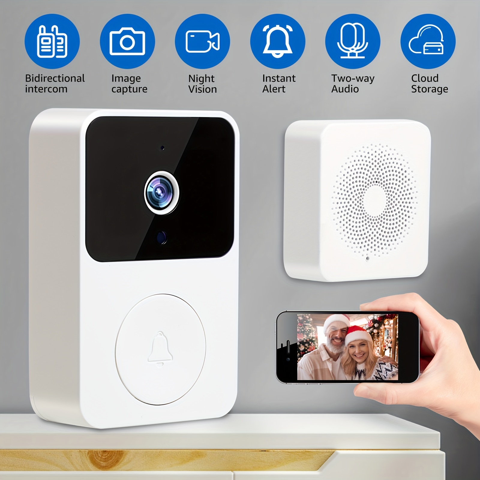 Smart Video Ring Doorbell Home Intercom, Smart Wireless Remote Video  Doorbell, High-definition Night Vision Wifi Charging Anti-theft Doorbell,  Two-way