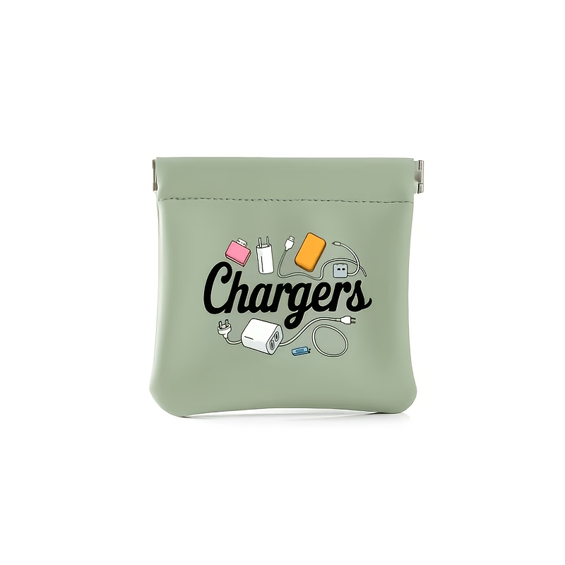 TEMU [Bolsa dentro de bolsa, Organizador] para mujer, neceser estampado para guardar cargadores y cables - Disponible en varios colores (rosa, verde,
