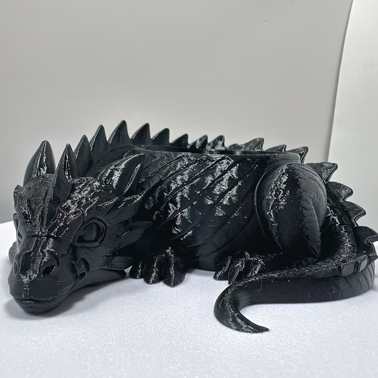 TEMU 1 шт. Чорна готична вазон у вигляді дракона, 3D-друкований сукулентний горщик, багатофункціональний настільний органайзер